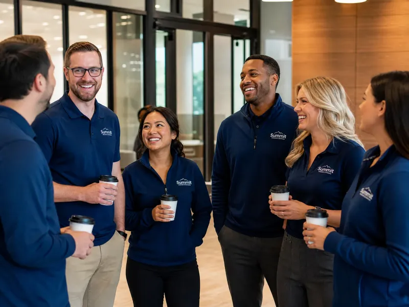 Home Branded corporate polos, jackets, and hoodies for company uniforms and trade shows