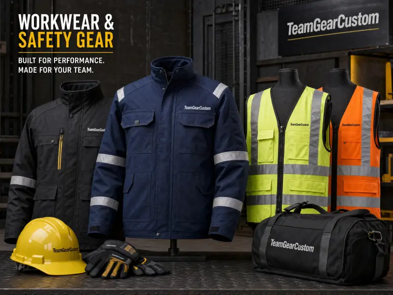 Home Custom hi-vis safety vests, work jackets, and branded cargo pants for industrial teams