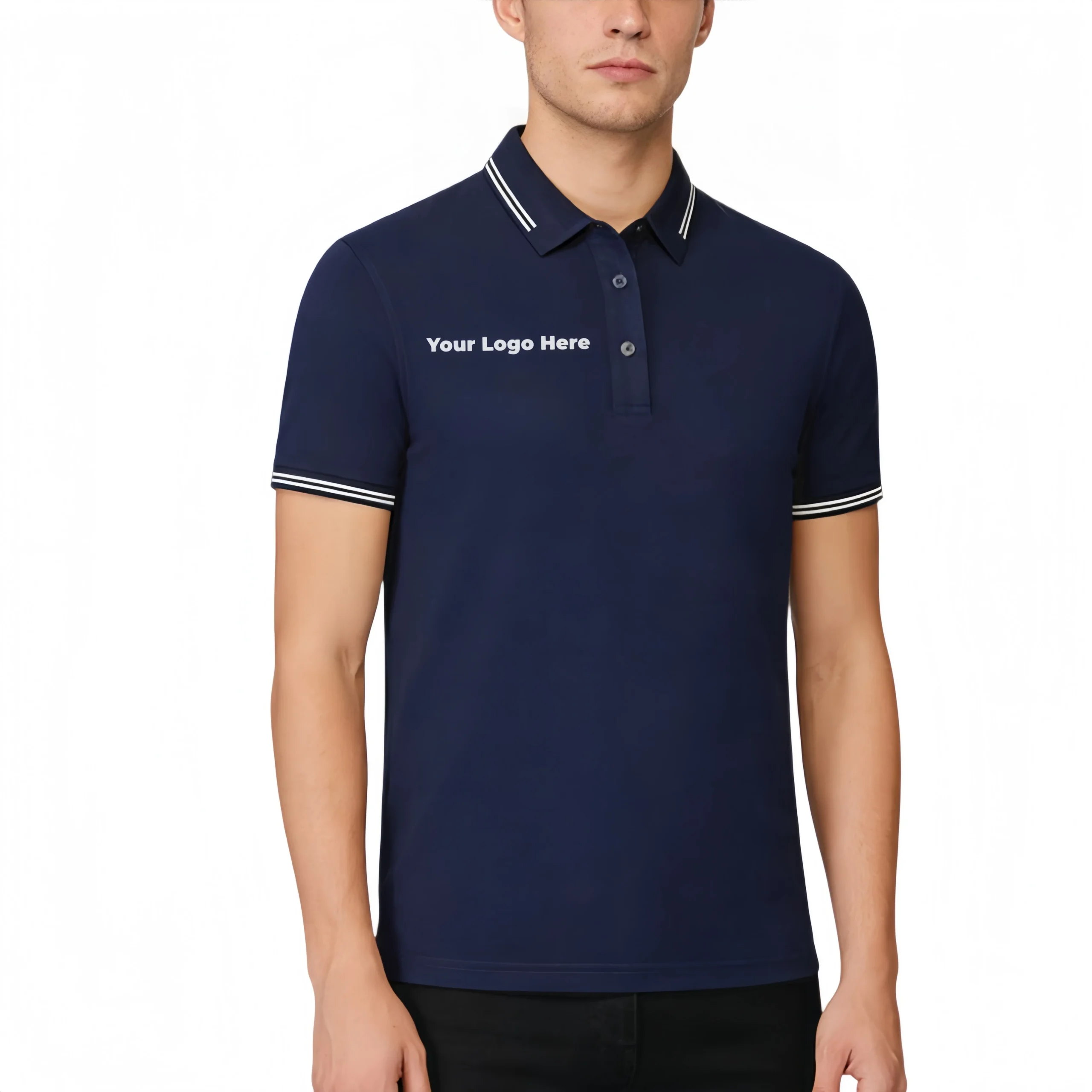 TeamGearCustom Custom Embroidered Polo Shirts Bulk Custom embroidered polo shirts bulk with chest company logo placeholders for corporate uniforms