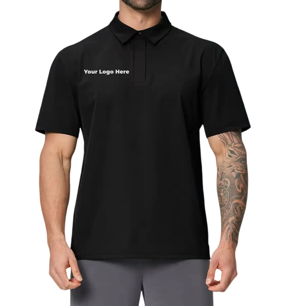 TeamGearCustom Sustainable Custom Polos Wholesale Sustainable custom polos wholesale with certified recycled fabric tags and company logo placeholders
