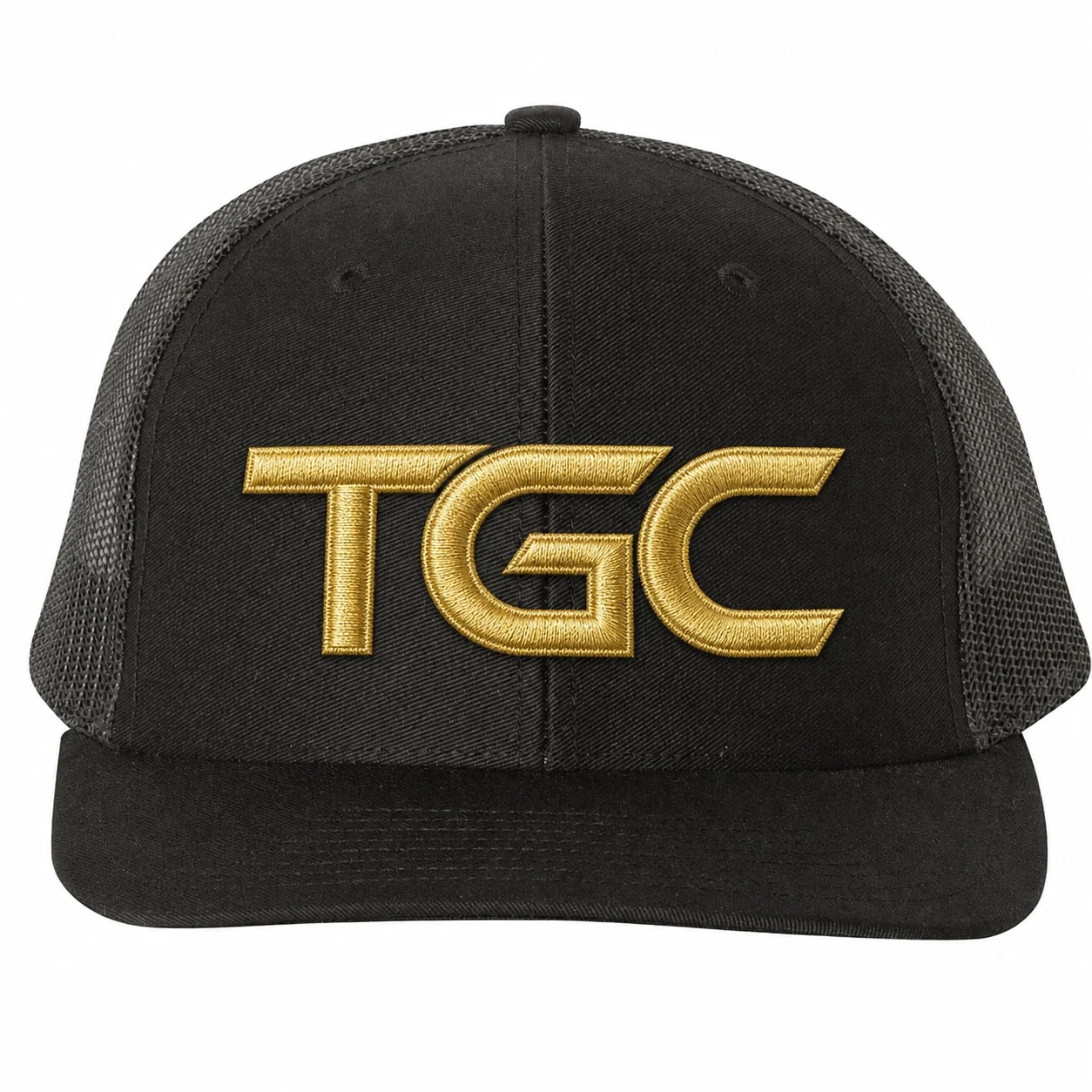 Custom 112 style trucker hat 3D Puff Gold Thread Embroidery detail