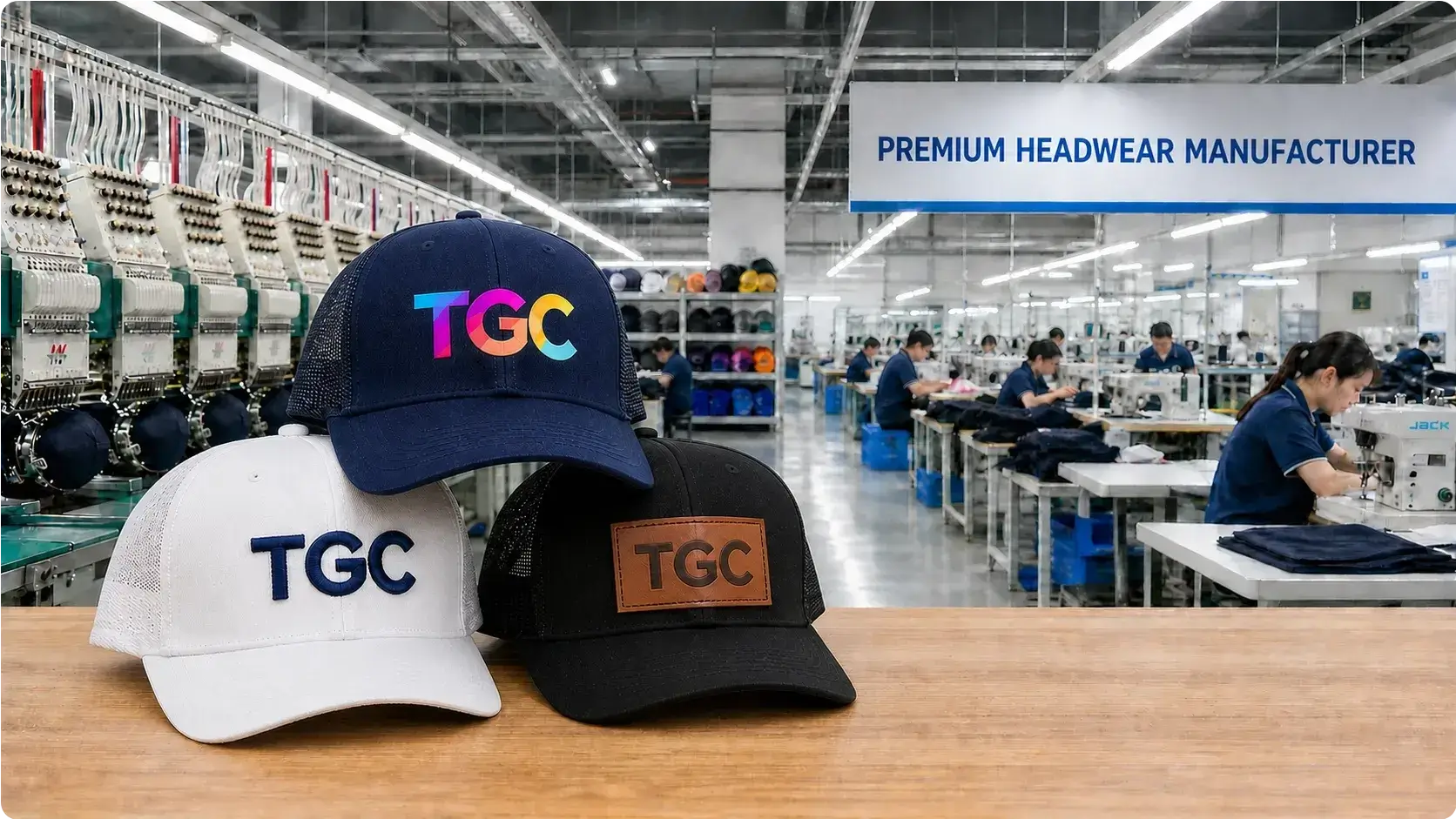 Custom trucker hats factory banner desktop